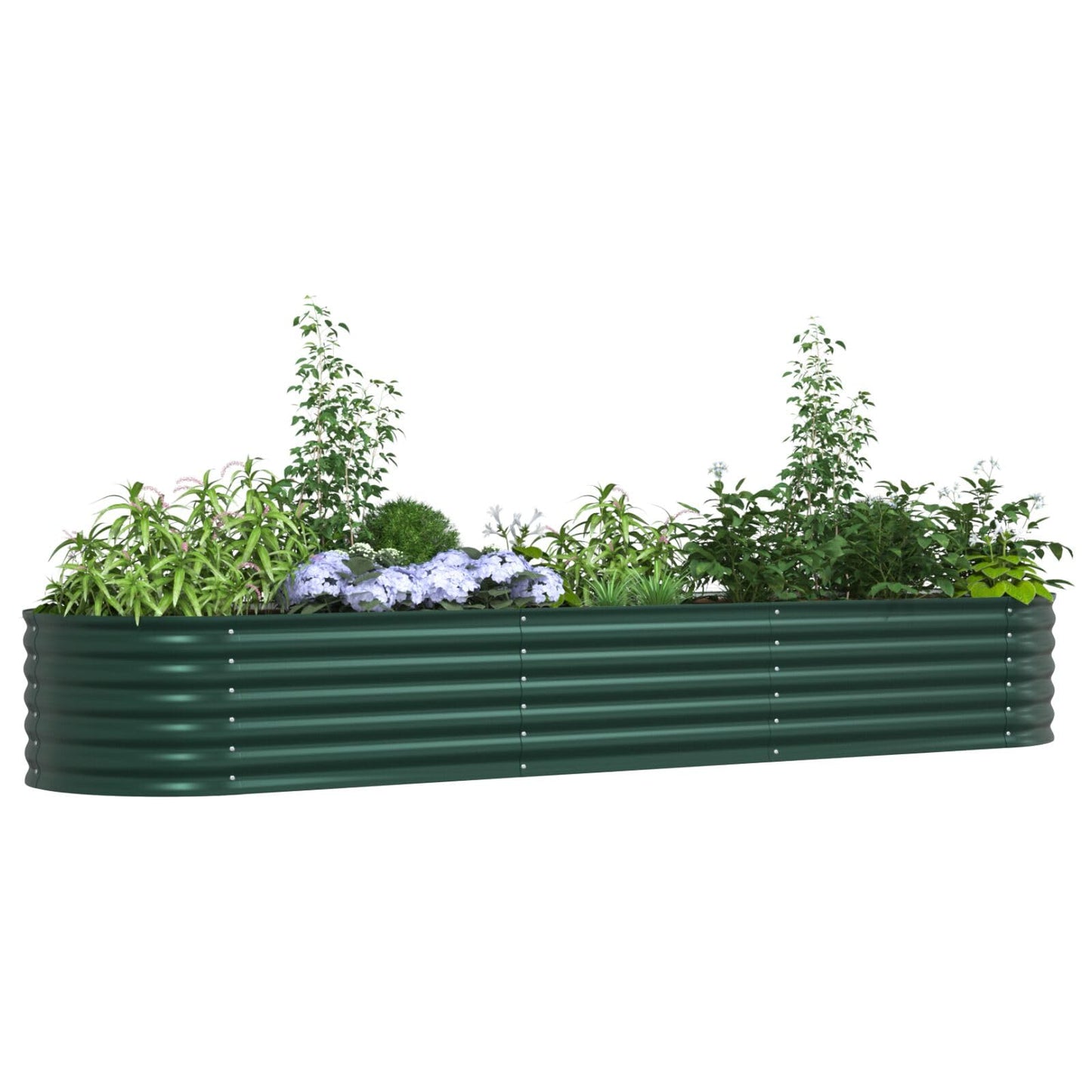 Fregramei Powder-Coated Garden Raised Bed, Metal Planter Box for Vegetables, Flowers, Herbs, Green Galvanized Steel 126 x 31.5 x 17.3 in,-609