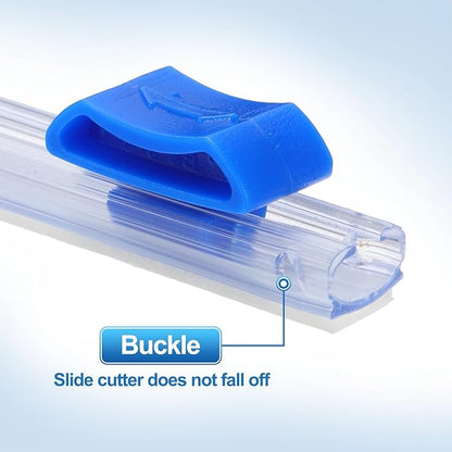 PATIKIL 8pcs Plastic Wrap Cutter, 19in Plastic Wrap Slide Cutter Self Adhesive Installation Replacement for Aluminum Foil Wax Paper Parchment Paper Wrap Dispenser, Blue