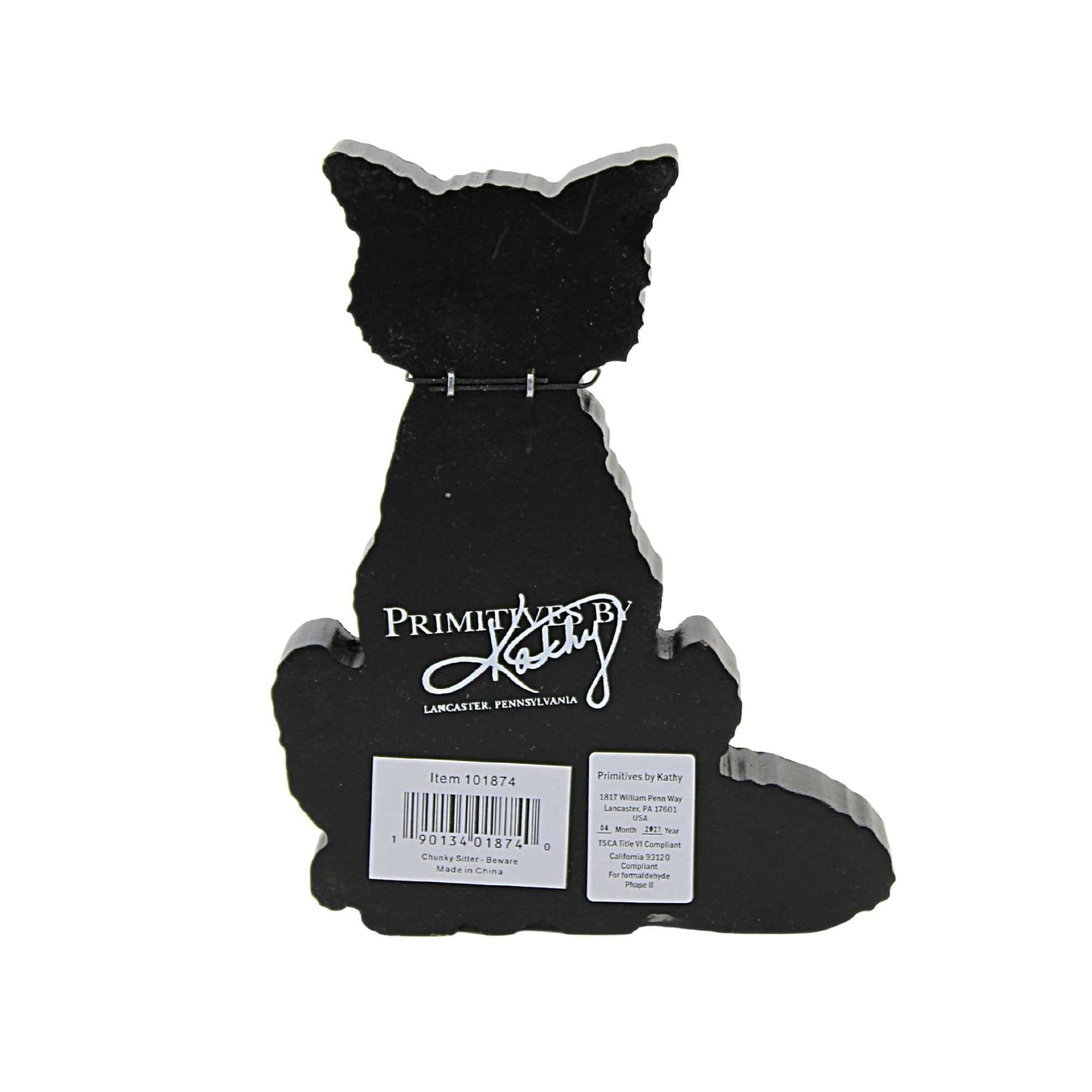 Primitives by Kathy Beware Black Cat Halloween Home Décor Chunky Sitter