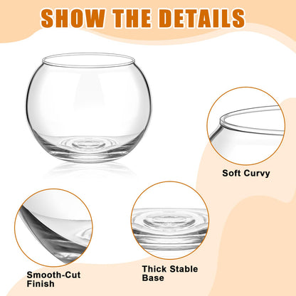 48 Pcs Glass Bubble Bowl Vase Bulk, Clear Round Glass Centerpiece Bowls for Valentine's Wedding Table Decor, Fish Flower Bud Vase Terrarium for Event Party DIY (3.5" h X 4.7" w)