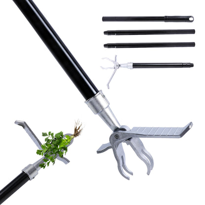 Yocada Weed Puller Tool Stand Up Weed Remover Tool with 4 Claw Steel Head Weeder Tool Long Handle Garden Hand Weeding Tool Easily Remove Weeds Roots Without Bending Pulling Kneeling 62.59"