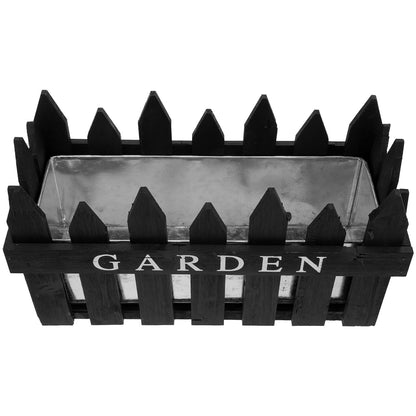 Hemoton Rectangular Wooden Planter Box Flower Arrangement Container Creative Fence Flowerpot for Indoor Outdoor Home Decor Black Patio Garden