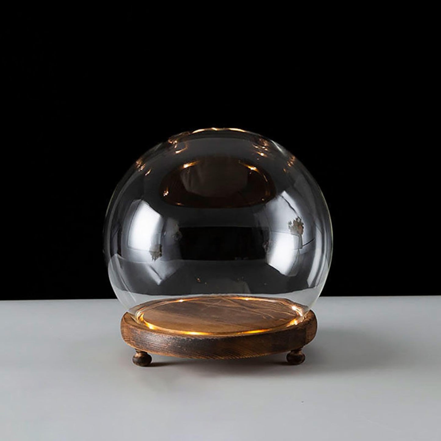 Generic Clear Glass Display Case Terrarium ,Wooden Base Decorative, Empty Glass Dome for Photos Medals Decoration Home Living Room Tabletop Decoration , 12cm