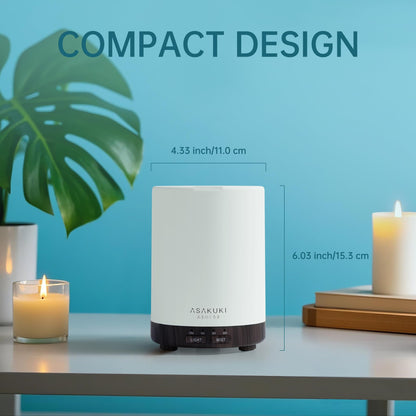 ASAKUKI 300ML Essential Oil Diffuser, Quiet 5-in-1 Premium Humidifier, Home Fragrance Aroma Diffuser with 7 LED Color Changing Light and Auto-Off Switch -Light Brown