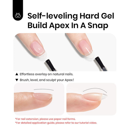 Beetles Builder Gel Set,3 Pcs 8 in 1 Nail Strengthening Apex Building Extension for Beginner DIY Salon at Home,Clear Builder Nail for Nails with Base and Top Coat Gel,UV & LED Lamp Needed