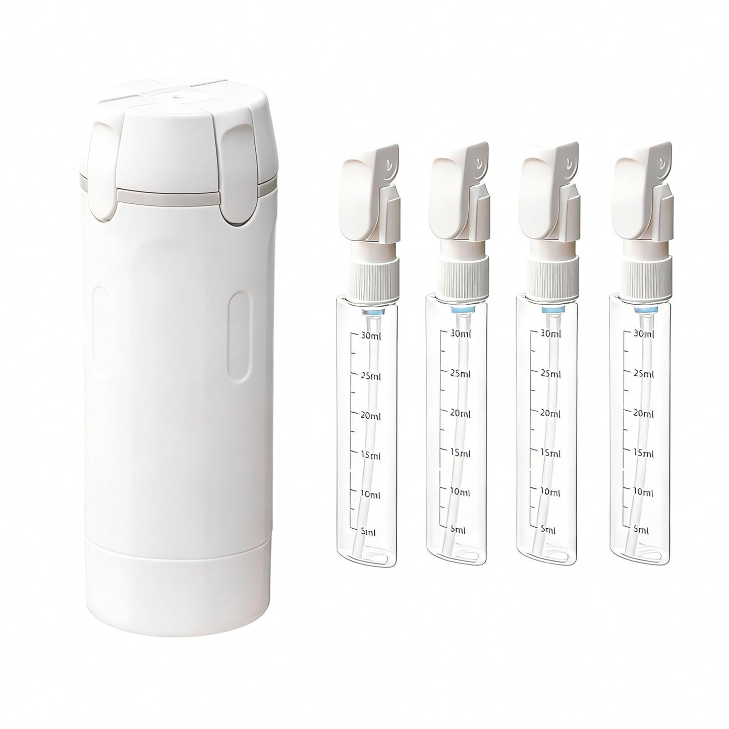 4 in 1 Travel Dispenser Bottle,4 Pack 30ML Travel Bottles for Toiletries, Leak Proof Travel Size Containers (White, OneSize)