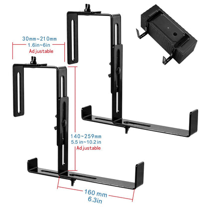 Leinuosen 4 Pcs Adjustable Window Boxes Brackets Planter Box Bracket Heavy Duty Deck Railing Hanging Flower Stand for Windowsill Garden Fence Balcony (Black)