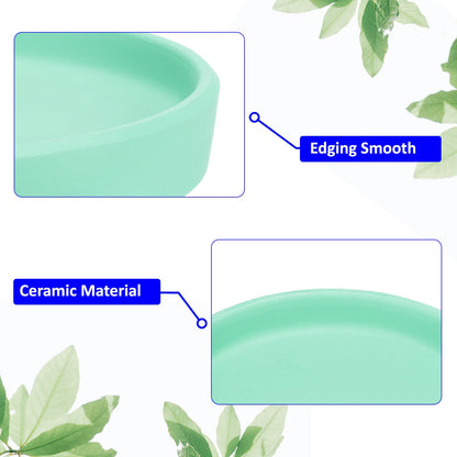 M METERXITY 3 Pack Planter Saucers - Ceramic Plant Tray Flower Pot Drip Trays Round Apply to Outdoor/Garden (4/5/6inch, Turquoise)