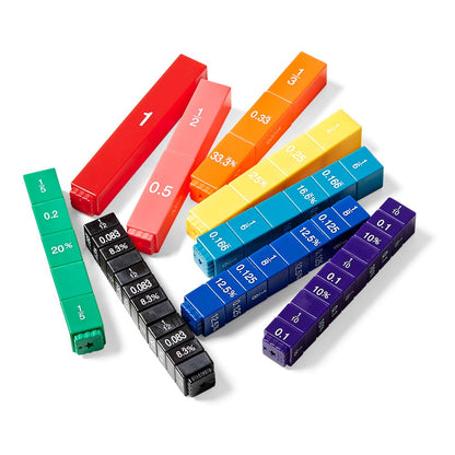 hand2mind Rainbow Fraction Tower Equivalency Cubes, Decimal Fraction Equivalency, Math Blocks, Montessori Math Rods, Fraction Manipulatives, Classroom Manipulatives for Elementary School (51 Pieces)