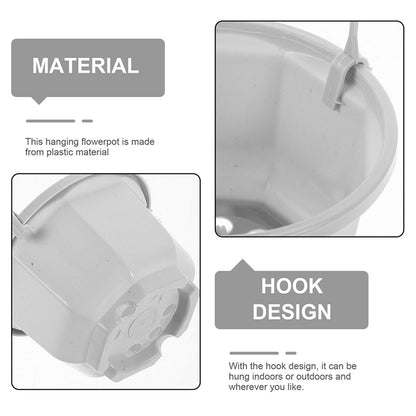 INOOMP Hanging Planters Set of 24 Plastic Flower Pots with Hooks for Indoor Outdoor Balcony Garden Patio Wall Mounted Plant Holders