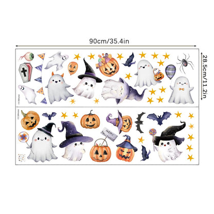 Halloween Wall Decals Cute Ghost Pumpkin Wall Stickers Halloween Party Decorations Peel and Stick Removable Vinyl Wall Art for Bedroom