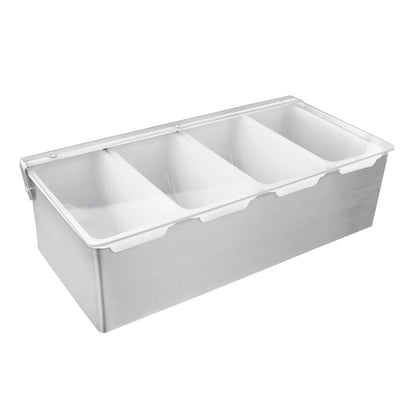 New Star Foodservice 48025 Stainless Steel Condiment Dispenser with 4 Compartments (NO ICE Tray Included)