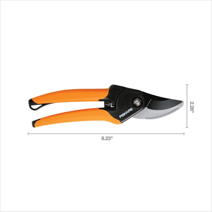 Fiskars SoftGrip Bypass Pruning Shears, 5/8” Cut Capacity Gardening Scissors for Right and Left-Handed Use, Steel Blade with Low Friction Coating, Rust Resistant Garden Clippers for Stems & Branches