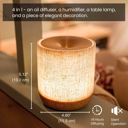 ZmarKraft Essential Oil Diffuser 200ml with Fabric Cover and Night Lamp | Ultrasonic Aroma Diffuser | Humidifier w Lights | Room Decor | Small Humidifier for Bedroom | Gift (Light Brown)