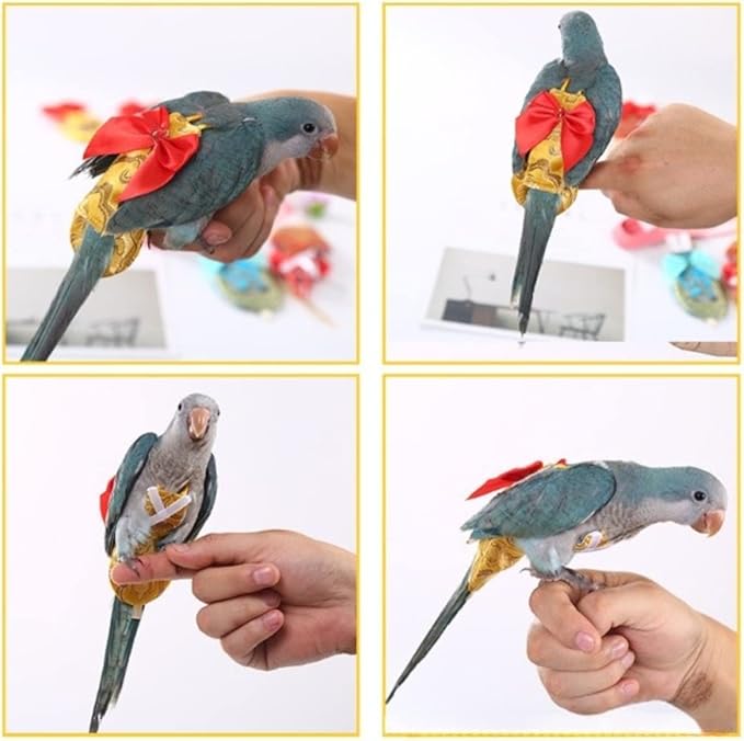 Bird Flight Suits Diapers, Parrot Flight Suits Diapers for Rosellas, Cockatiels Flight Suits, Parrot Clothes, Bird Training Nappy Suit Liners Clothes (Large)