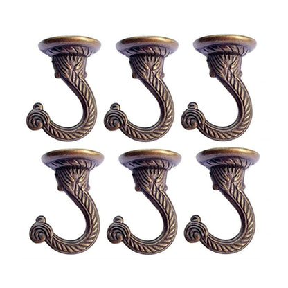 GDQLCNXB Swag Ceiling Hooks Heavy Duty Swag Hook Hanging Plants Chandeliers Wind Chimes Ornament Hooks for Home Office Kitchen ， 6 Sets 55mm/2.17" (Bronze,Large).