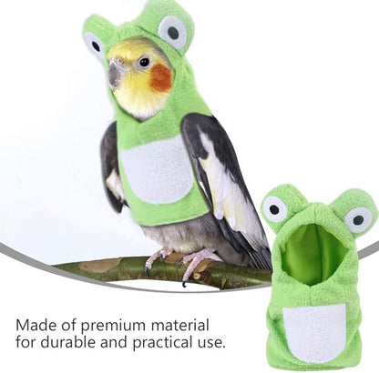 Sun Conure Bird Diaper Flight Suit Frog Shape Hoodie Cosplay Photo Prop for Parrots African Greys Parakeet Cockatiel, Bird Hoodie Small Animals Apparel (M)