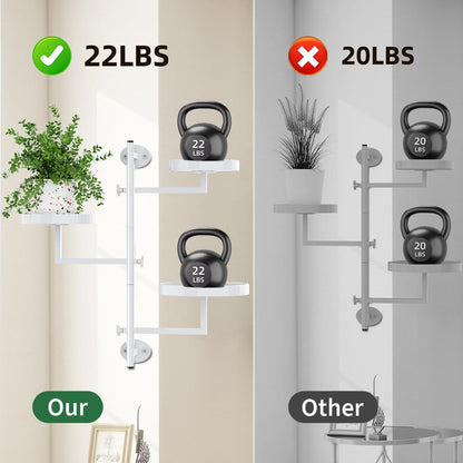 Gaoymsym Wall Mount Plant Holder Outdoor Rotating Window Plants Shelves Metal Wall Plant Stand 3 Tier Wall Planters for Indoor Plants, for Outdoor, White