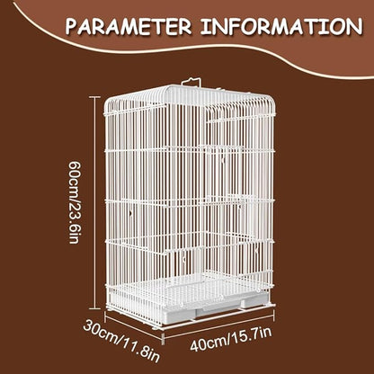 23.6-Inch Household Bird Cage with Top Handle, Small Metal Bird Cage with Removable Slide-Out Tray, Lightweight Travel Bird Cage for Indoor Outdoor Home Bird Feeding