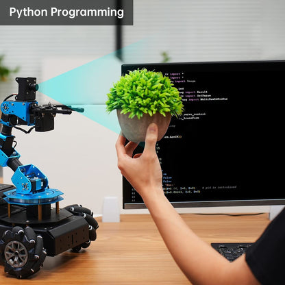 HIWONDER 6DOF Robot Arm for Raspberry Pi 5 AI Vision Robotic Arm Car with 4WD Mecanum Wheel Chassis DIY Robot ROS Open Source for Adults and Teens, ArmPi Pro RaspberryPi5 4GB