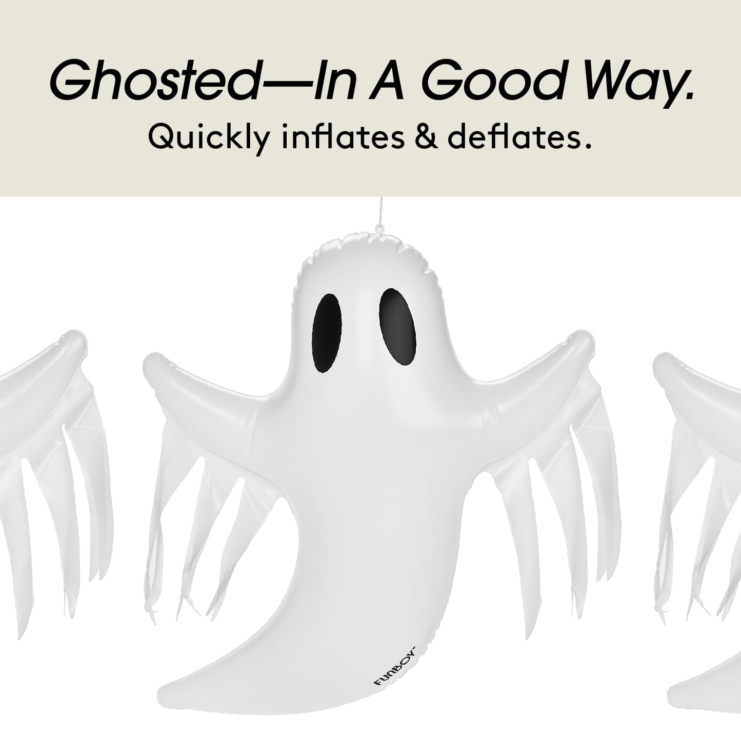 FUNBOY Hanging Ghost Halloween Décor (3 Pack) – Includes Suction Cups & Hangers, Indoor/Outdoor Spooky Decorations