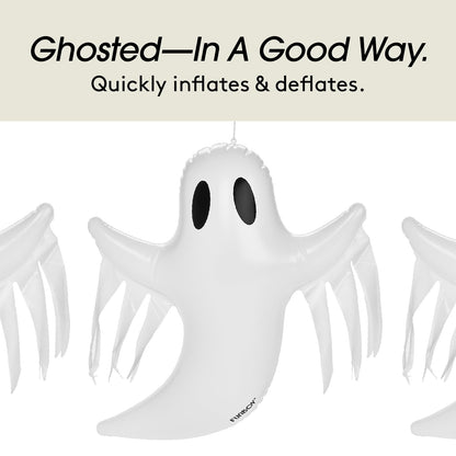 FUNBOY Hanging Ghost Halloween Décor (3 Pack) – Includes Suction Cups & Hangers, Indoor/Outdoor Spooky Decorations