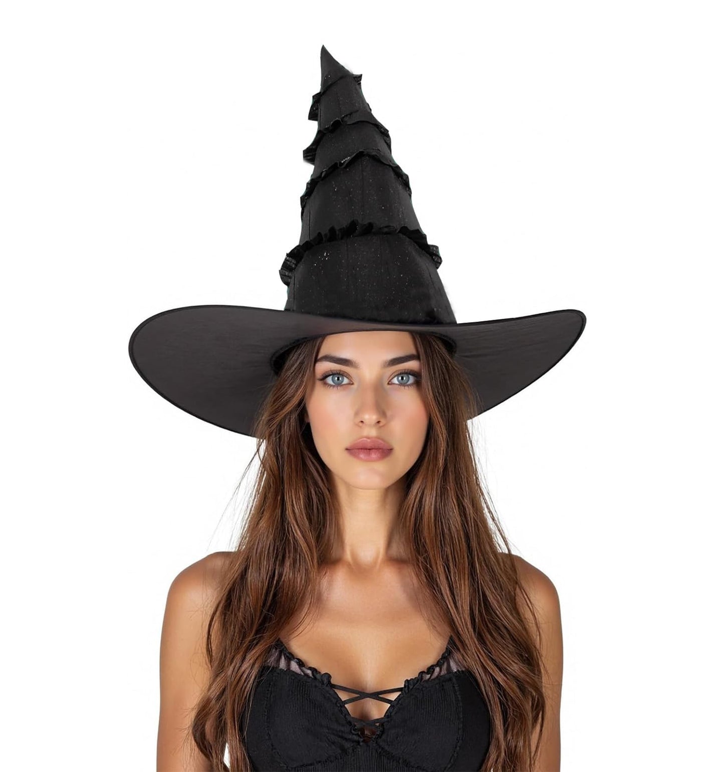 TOPORTY Halloween Witch Hat Black Witches Wizard Hats Elphaba Hat for Halloween Costume Dress up Party Supplies