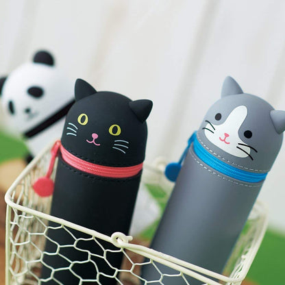 LIHIT LAB Kawaii Japanese Penguin Stand Up Pencil Case For School Office College, Cute School Supplies, Animal Pen Holder Pencil Pouch Holder Girls, Artist Pencil Case, Penguin (A7712-10)