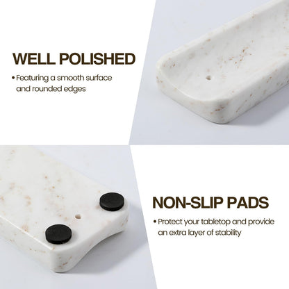 Koville Marble Incense Holder, Incense Holder for Sticks, Incense Sticks Holder Ash Catcher for Meditation Yoga SPA, Natural Stone Incense Burner, Home Table Decor (White&Gold)