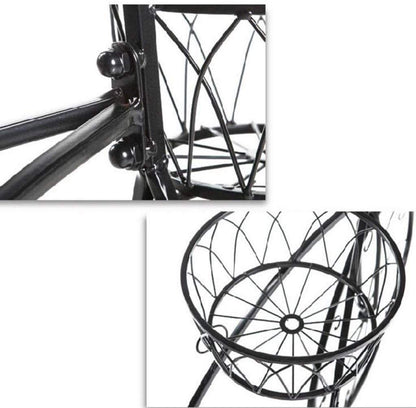 Dong hao Bicycle Plant Stand Garden Planter to Hold Pot Plants, 3 Tier Metal Ornate Tricycle Planter Stand Garden Bike Patio Ornament Rack (Color : Black)