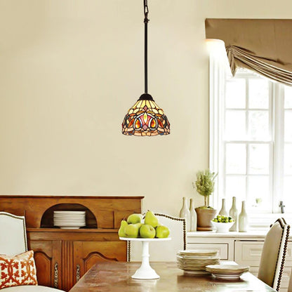 Chloe Lighting Mini Pendant - Tiffany-Style Dark Bronze, Glass, 8in  Wide, Multicolor, Model CH3T353BV08-DP1