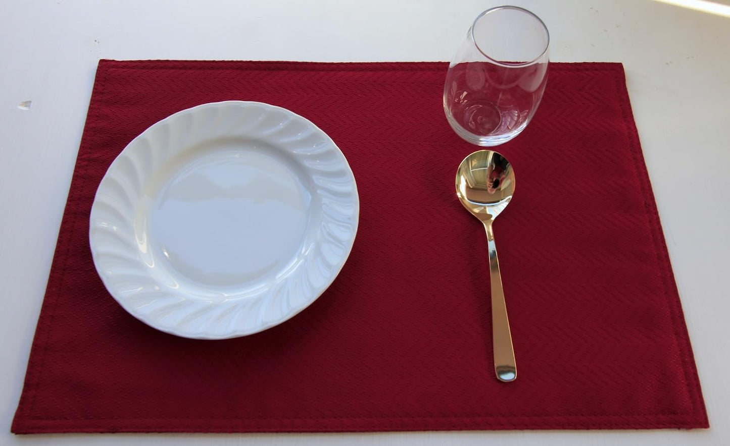 Red Placemats Set of 4, Double Layered Burgundy Place mats for Dining Table, Cranberry Waterproof Table Mats for Kitchen Table for Fiesta, Dinner, Wedding, Decor, Thanksgiving, Halloween, Christmas