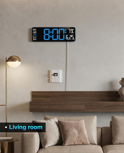 Digital Clock Large Display, 13" Large Wall Clock for Classroom | Big Led Wall Clocks with Remote Control,Date,Week,Alarm,Temp&DST for Bedroom,Living Room,Gym,Office,Garage