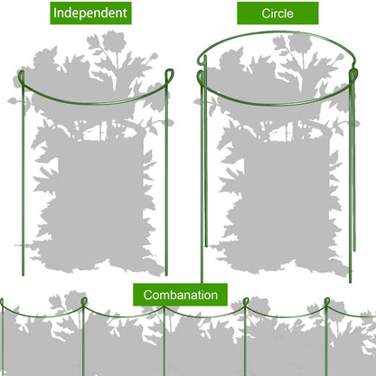 HiGift 10 Pack Peony Cages and Supports, 10" (W) x 16"(H) Plant Support, Heavy Duty Metal Plant Support Stake for Indoor Plants Half Round Garden Stakes Plant Support Ring for Hydrangea,Flower Outdoor
