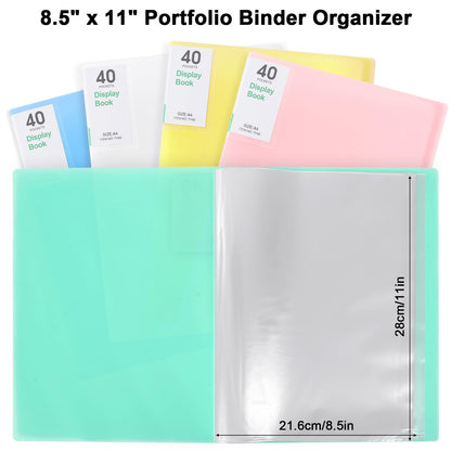 Phyxin Portfolio Binder, 60-Pocket Portfolio Folder 8.5" x 11", Displaying 120 Page Binder with Plastic Sleeves, Plastic Folders for Women & Men, Students, Teachers, Green