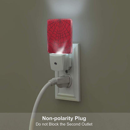 FSHVQKD Red Spider Web Night Light,Plug Into Wall Decor for Stairway,Hallway,Kitchen,Dusk to Dawn Sensor Nightlights for Boys/Girls/Women/Men Room Gifts