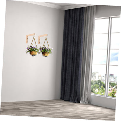 Abaodam 2Pcs Wall Mounted Hooks Sturdy Wooden Plant Hanger Bracket for Hanging Baskets Bird Feeders Lanterns Wind Chimes and Design for Use