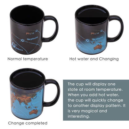 Kmiles Solar System Earth Heat Changing Mug 12 Ounce Colour Changing Magical Coffee Mug Tea Cup.