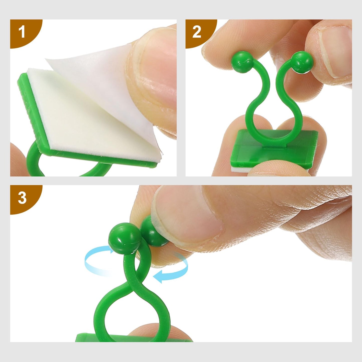 uxcell 100Pcs Plant Climbing Wall Fixture Clips, Plant Fixer Self-Adhesive Hooks Wire Fixing Supporting for Indoor Outdoor Decoration and Cable Wire Fixing (White, 16.2mm/0.64")