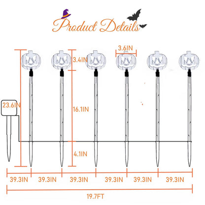 Meteds 6 Pack Solar Pumpkin Stake Lights for Halloween Decorations Outdoor, Waterproof Solar Halloween Lighted Pumpkin Pathway Lights for Garden Yard Patio Porch Pathway Grave