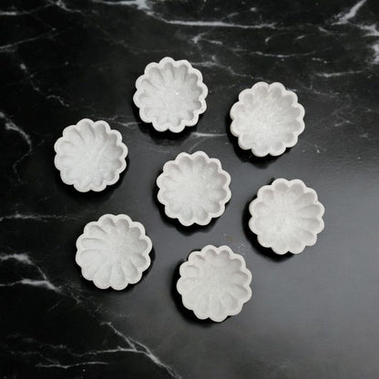 Varenthe HOME Luxury Marble Urli | Marble Key Bowl | Scalloped Fluted Decorative Bowl | Handcrafted Natural Bowl for Home & Festive Decoration | Key Holder (1 Piece)