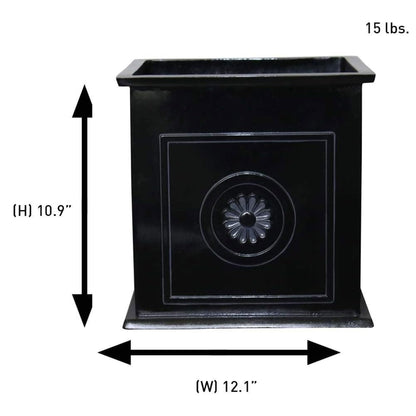 Southern Patio CMX-042426 Colony 16 Inch Square Resin Ceramic Indoor Outdoor Garden Box Planter Pot for Flowers, Herbs, Vegetables, and Plants, Black
