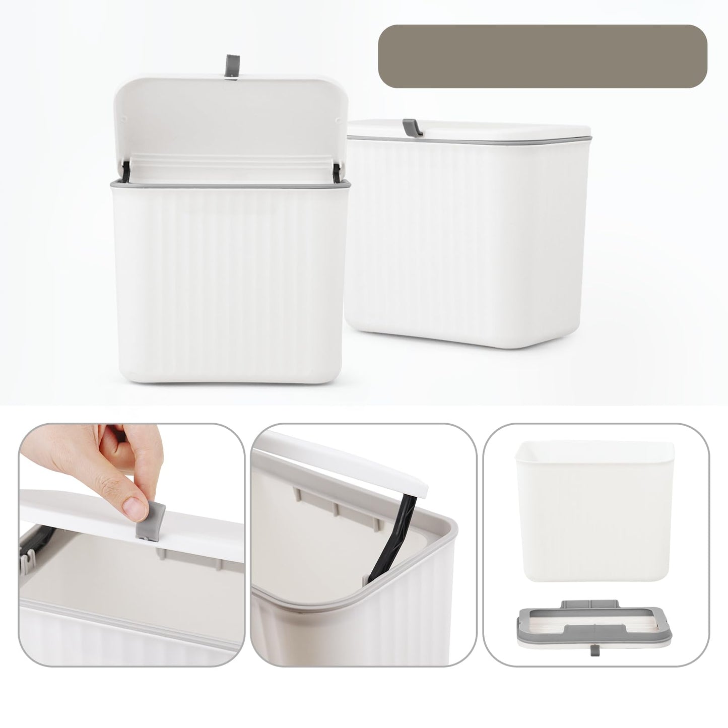 Sanitary Napkin Receptacle,White Plastic Wall Mounted Tampon Disposal Bin with Lid 10x9x6 inches Feminine Hygiene Trash Can for Women Bathroom Home Office Sanitary Waste(with 200pcs Trash Bag)