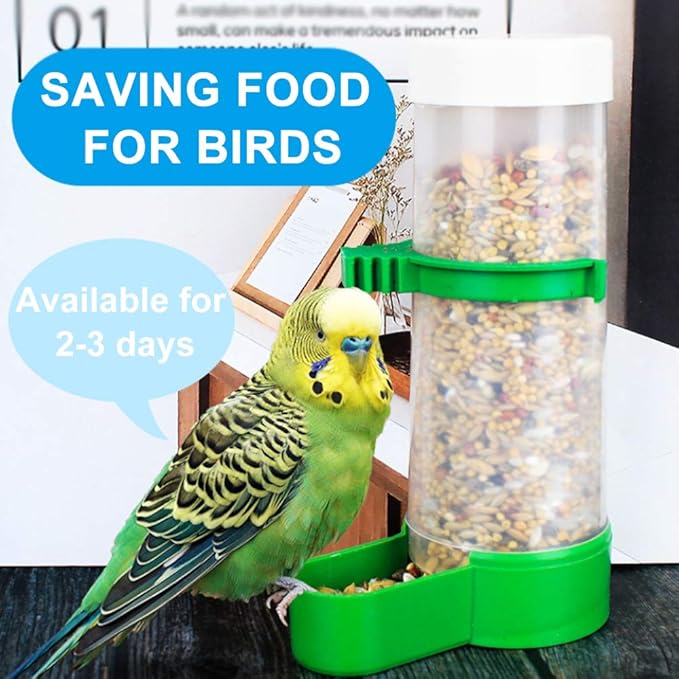 Bird Feeder, Bird Water Dispenser for Cage, 2PCS Automatic Bird Water Feeder with 1PCS Food Feeder for Cage Pet Parrot Budgie Lovebirds Cockatiel Automatic Bird Feeder (2pcs 60ml + 1pcs 150ml)