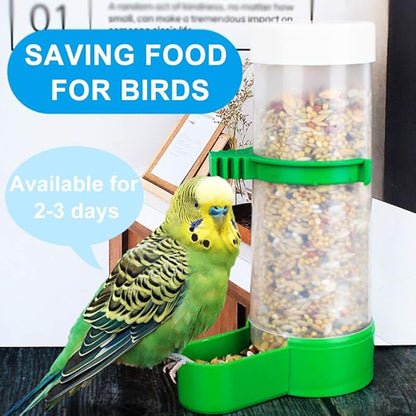 Bird Feeder, Bird Water Dispenser for Cage, 2PCS Automatic Bird Water Feeder with 1PCS Food Feeder for Cage Pet Parrot Budgie Lovebirds Cockatiel (2pcs 90ml + 1pcs 150ml)