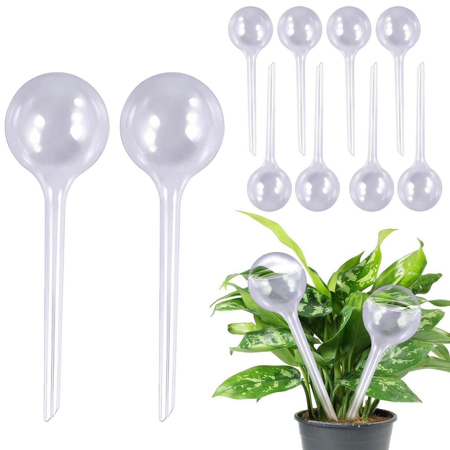 10 Pcs Plant Watering Globes,Clear Small Self-Watering Globes for Indoor&Outdoor Plants,Automatic Plant Waterer Bulbs for Daily Use,Plant Watering Devices,Garden Waterer for Flower,Vacation Plant Care