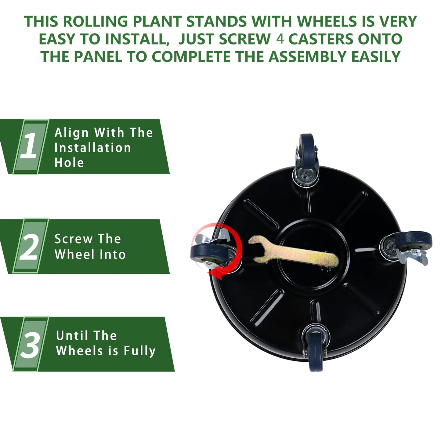 AyaLight 2 Pack Metal Plant Caddy With Wheels 12 Inch Black, Round Rolling Heavy Duty Plant Dolly, Heavy Plant Pot Mover Outdoors or Indoors, The Metal Wheel Can Rotate 360 Degrees or Lockable.