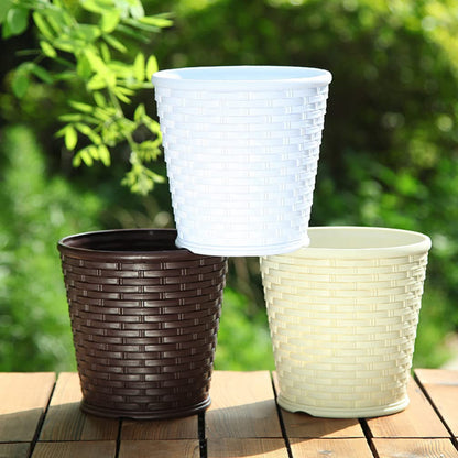 LIFKOME 3-Pack Resin Plant Pots with Drainage Trays 5.31In Indoor Outdoor Succulent Planters for Garden Home Office Simple Flower Pots Set