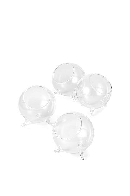 Serene Spaces Living Set of 4 Mini Greenhouse Bowl, Glass Balls for Plants, Succulent Orbs for Centerpiece at Weddings, Events, Measures 4.5" Tall and 4" Diameter