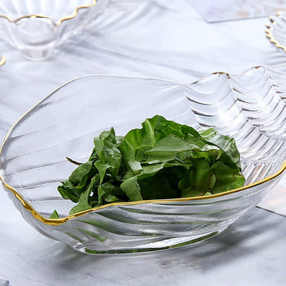DOITOOL Sea Shell Bowl Glass Salad Plate Sauce Dishes Sushi Plate Dessert Plate Appetizer Plate Fruit Plate Serving Dishes for Home Kitchen